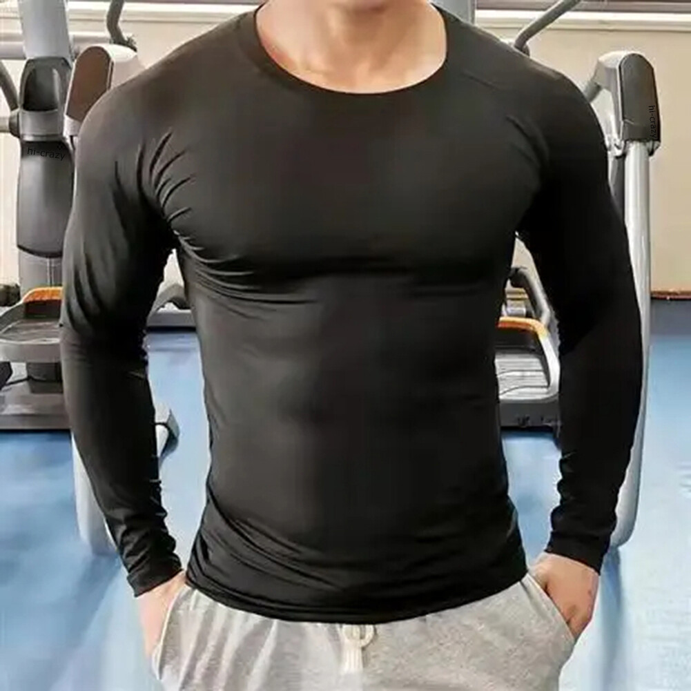 Men’s Workout Athletic Long Sleeve Compression Shirts Dry Fit Sports Gym Shirts
