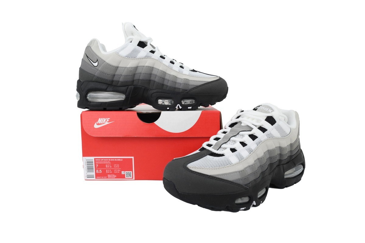 Nike Air Max 95 Grey Black White Laces Men Low Top Sneakers Free Shipping