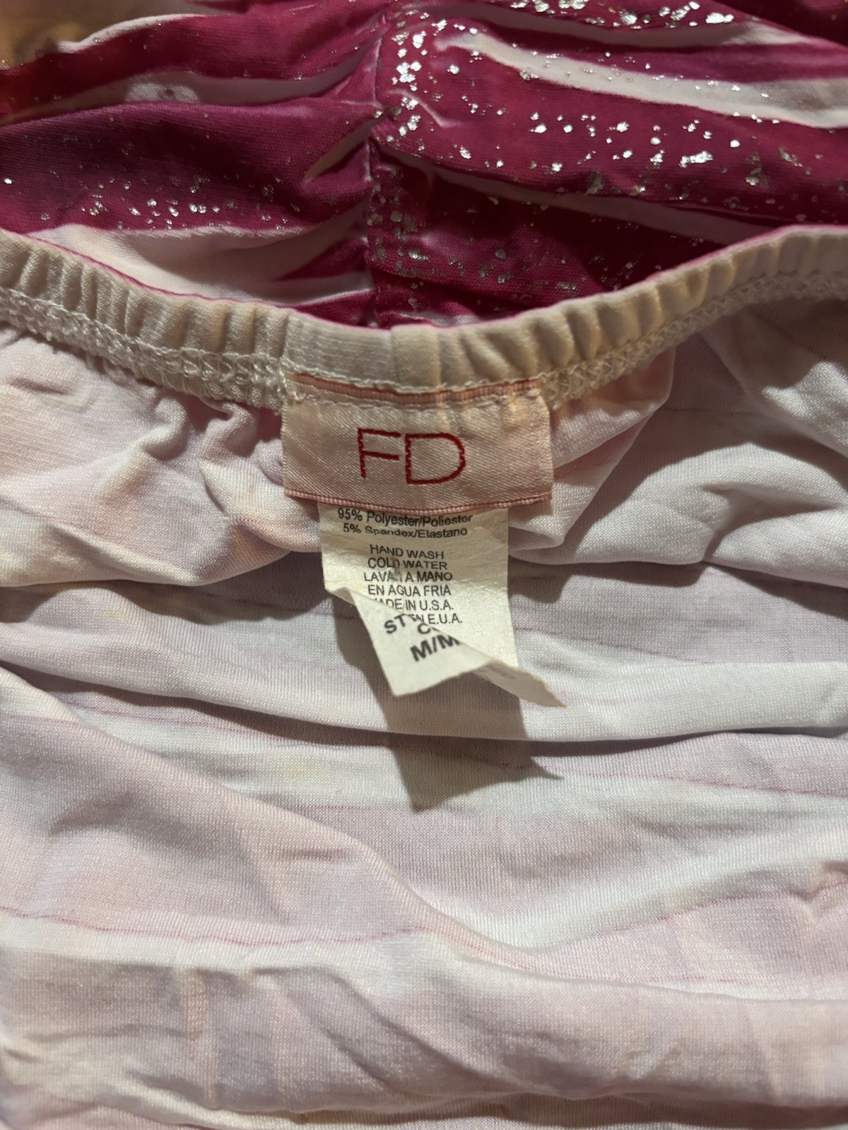 Y2K Women’s FD Strapless Mini Dress M/M Pink Zebra Glitter Lace Up