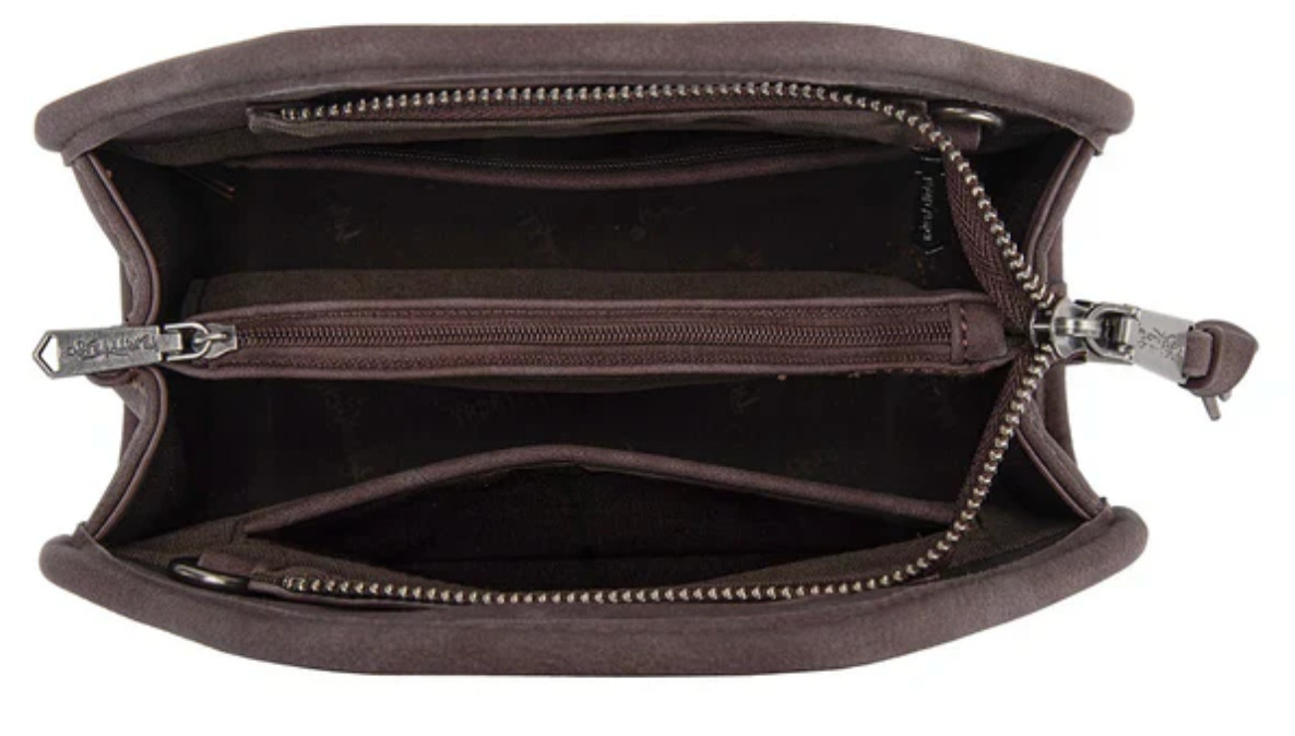 TRINITY RANCH GENUINE COWHIDE SATCHEL CROSSBODY BAG
