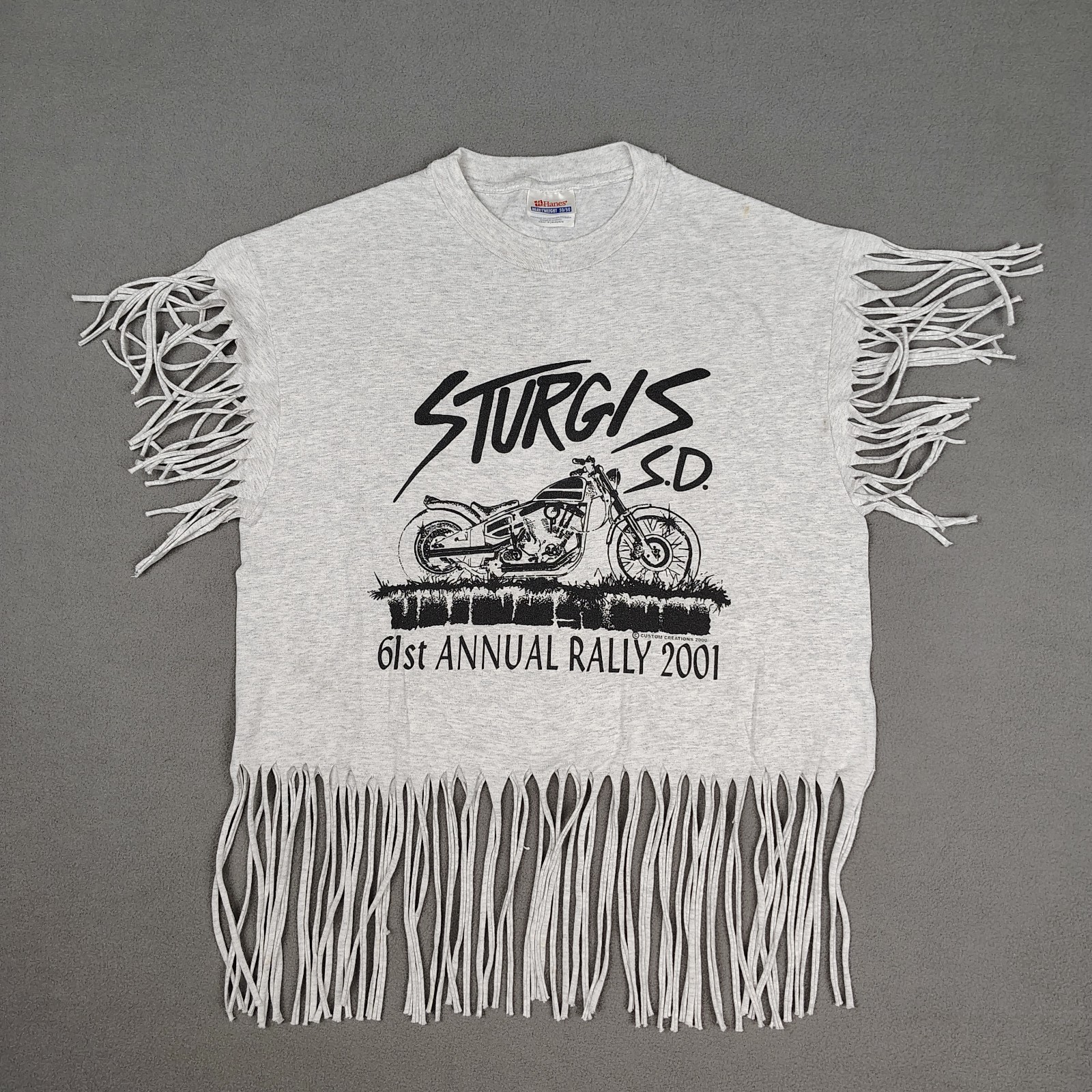 Vintage Sturgis Motorcycle Shirt Adult Medium Fringe Biker Rocker Punk 2 Sided