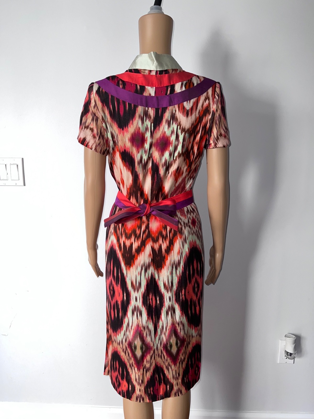 Paola Quadretti Alta Moda Firenze Ikat Print Dress Made Italy Women’s Size Small