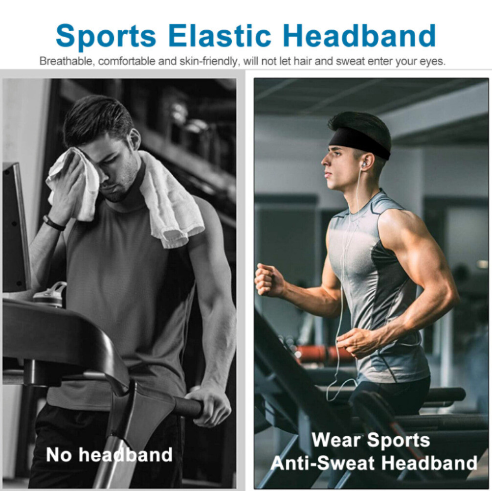Sports Headband Gym Yoga Workout Sweatband Elastic Hairband Head Wrap Men Women