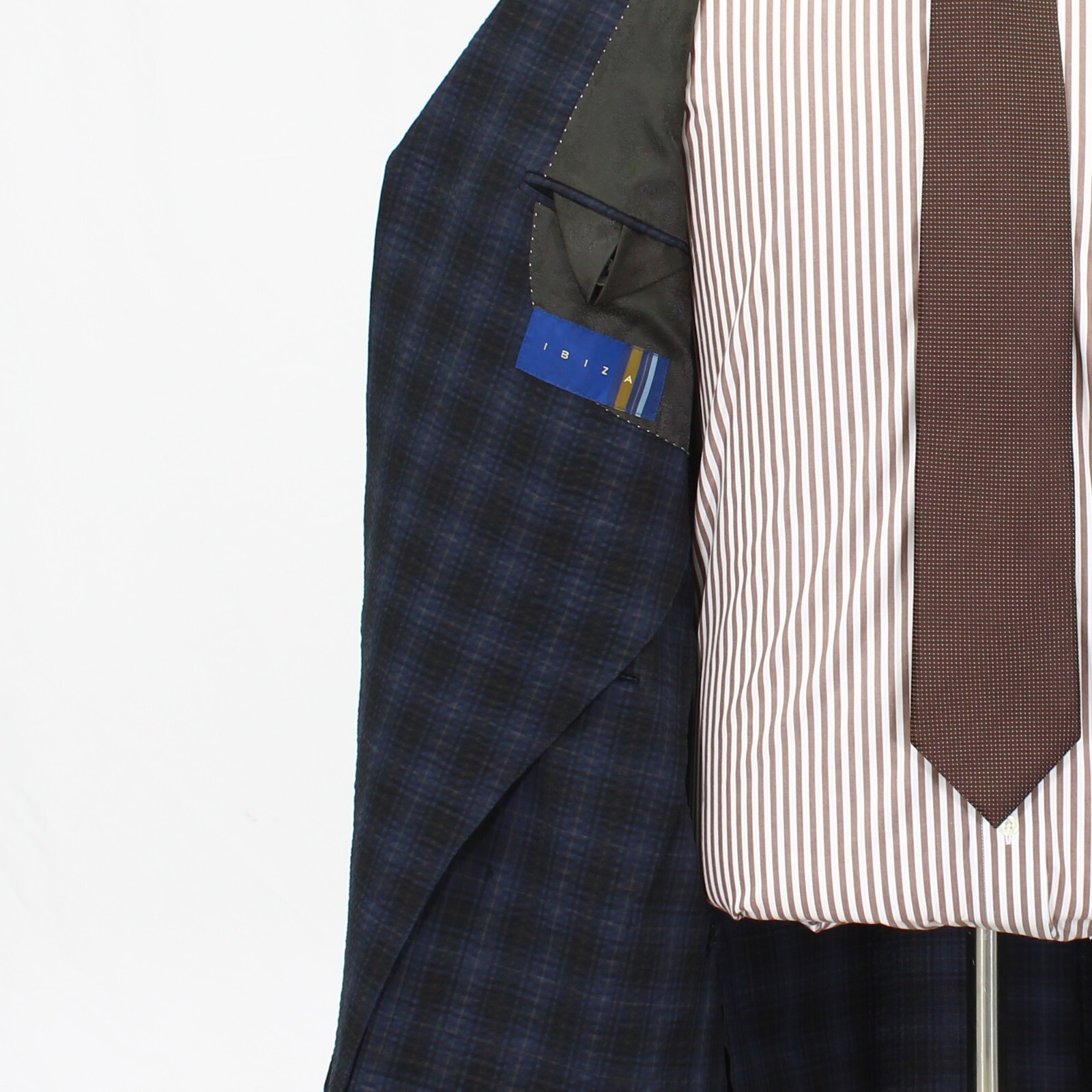 Ibiza 42R Navy Sport Coat Blazer Jacket Check 3B Wool