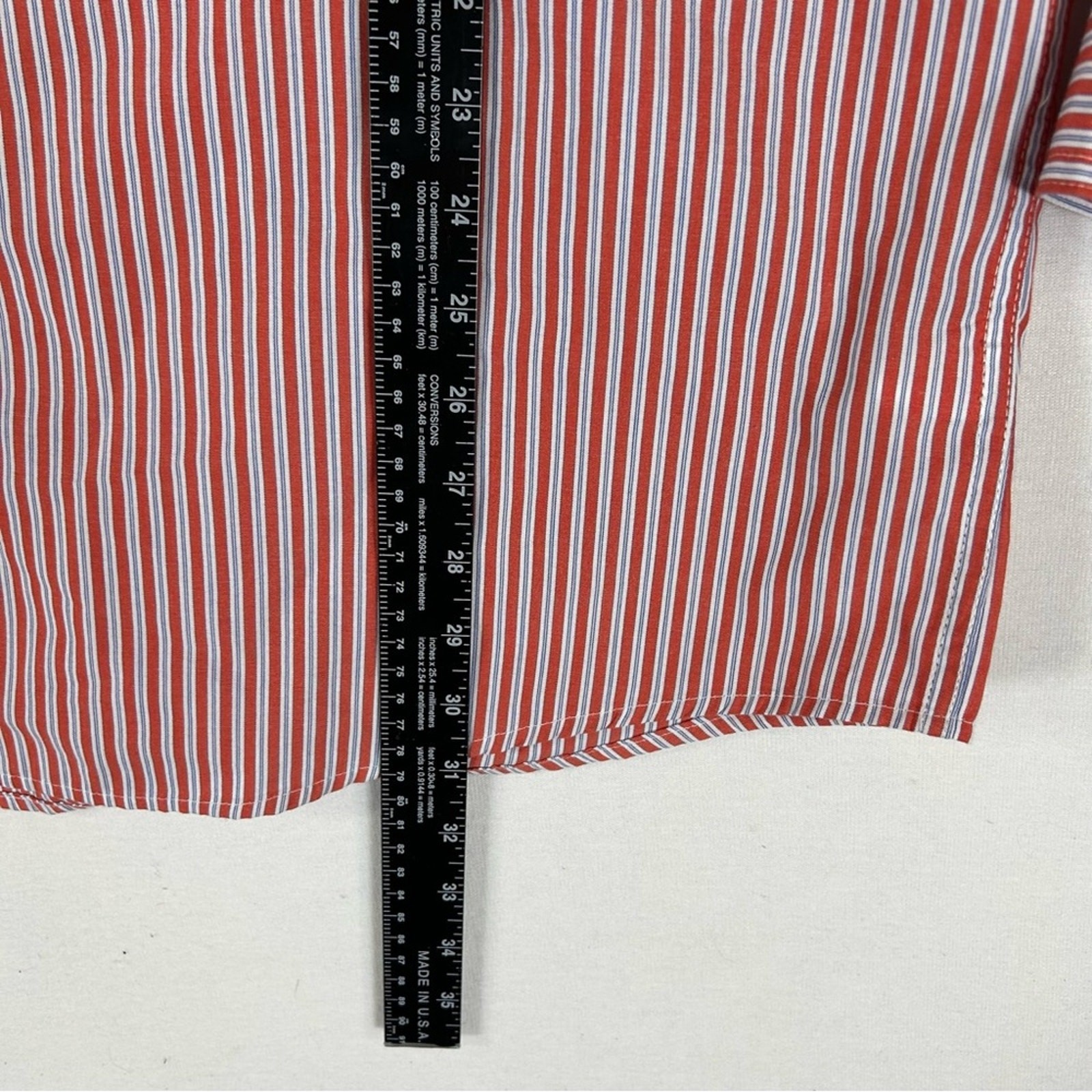 Chaps Easy Care Button Down Shirt Men’s XXL Red Striped Long Sleeve Pocket