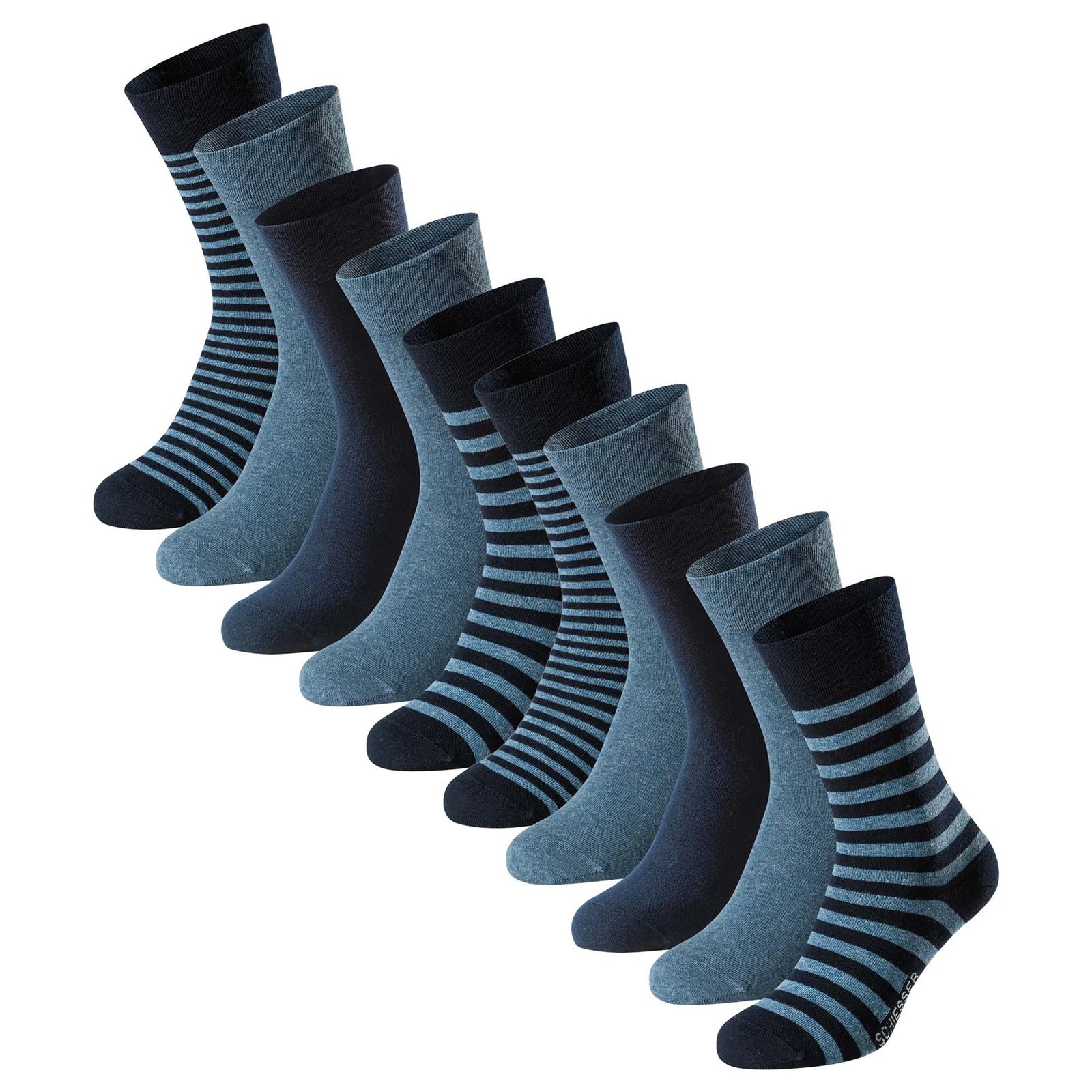 Schiesser Men’s Socks, 10 Pack – “Bluebird”, Cotton Mix, Solid/Patterned …