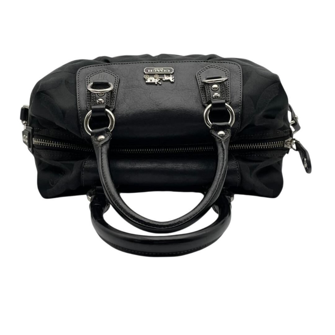Good Condition COACH Madison Op Art Satin Sophia Satchel 2WAY Handbag Shoulder B