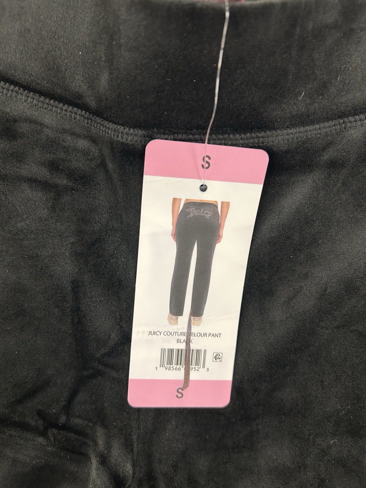 Juicy Couture Black Velour Track Pants Rhinestone Flare Leg Women’s Small NWT