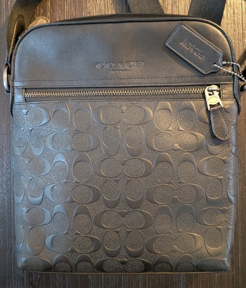 Coach Houston Flight Bag In Signature Leather Black
