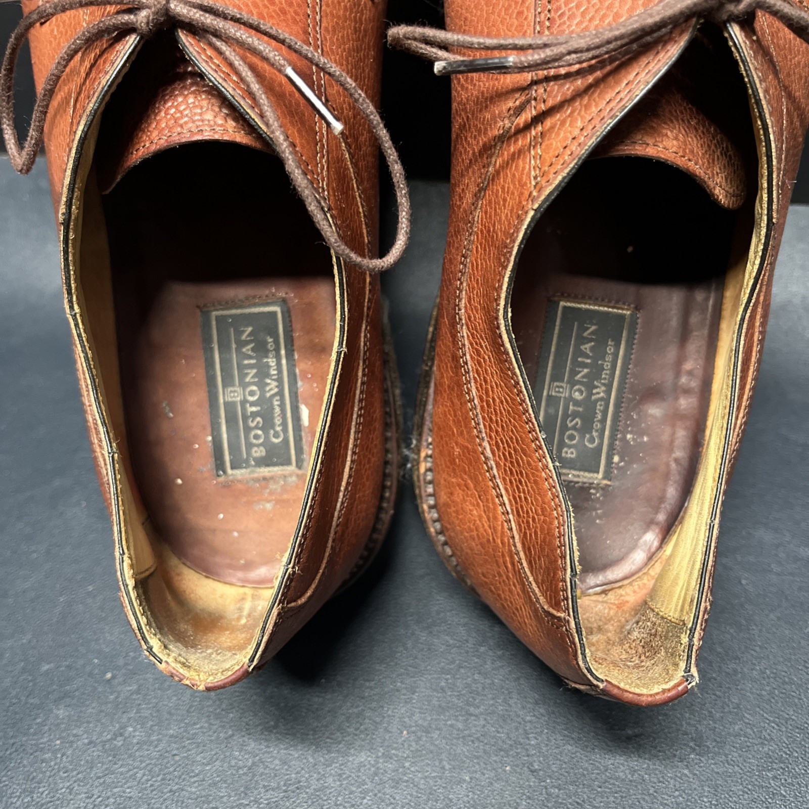 BOSTONIAN CROWN WINDSOR Split Toe Pebble Grain Brown Size 10.5 D, Made in Italy!