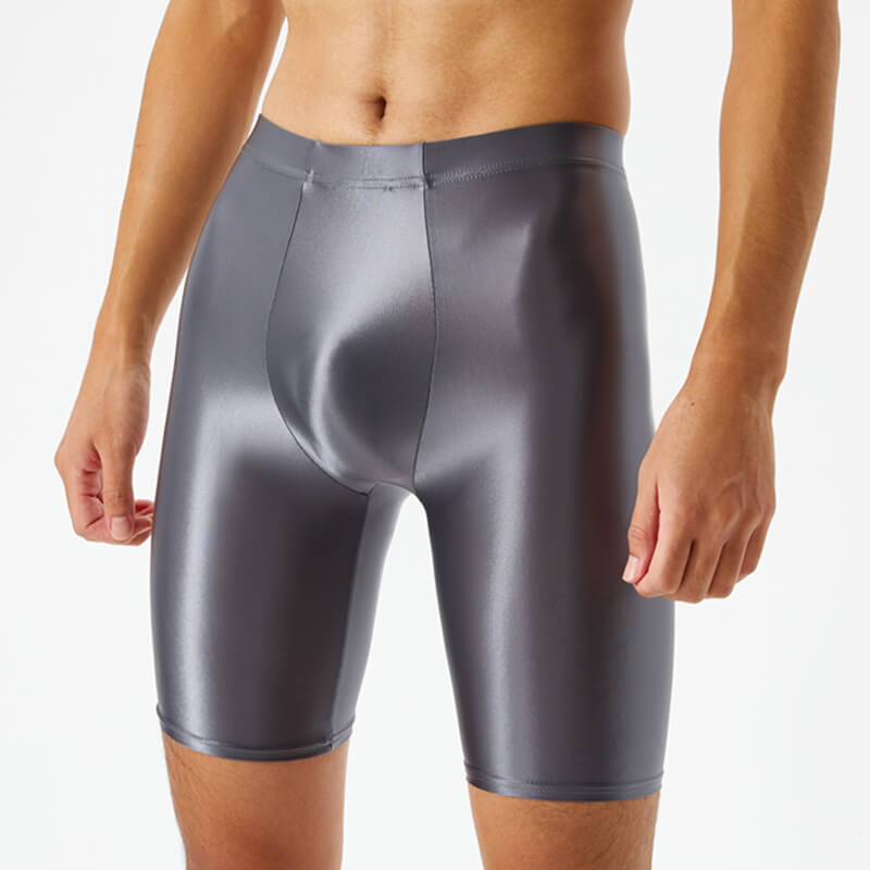 Men’s Wet Look Shiny Satin Tights Underwear Bulge Pouch Boxer Shorts Underpants