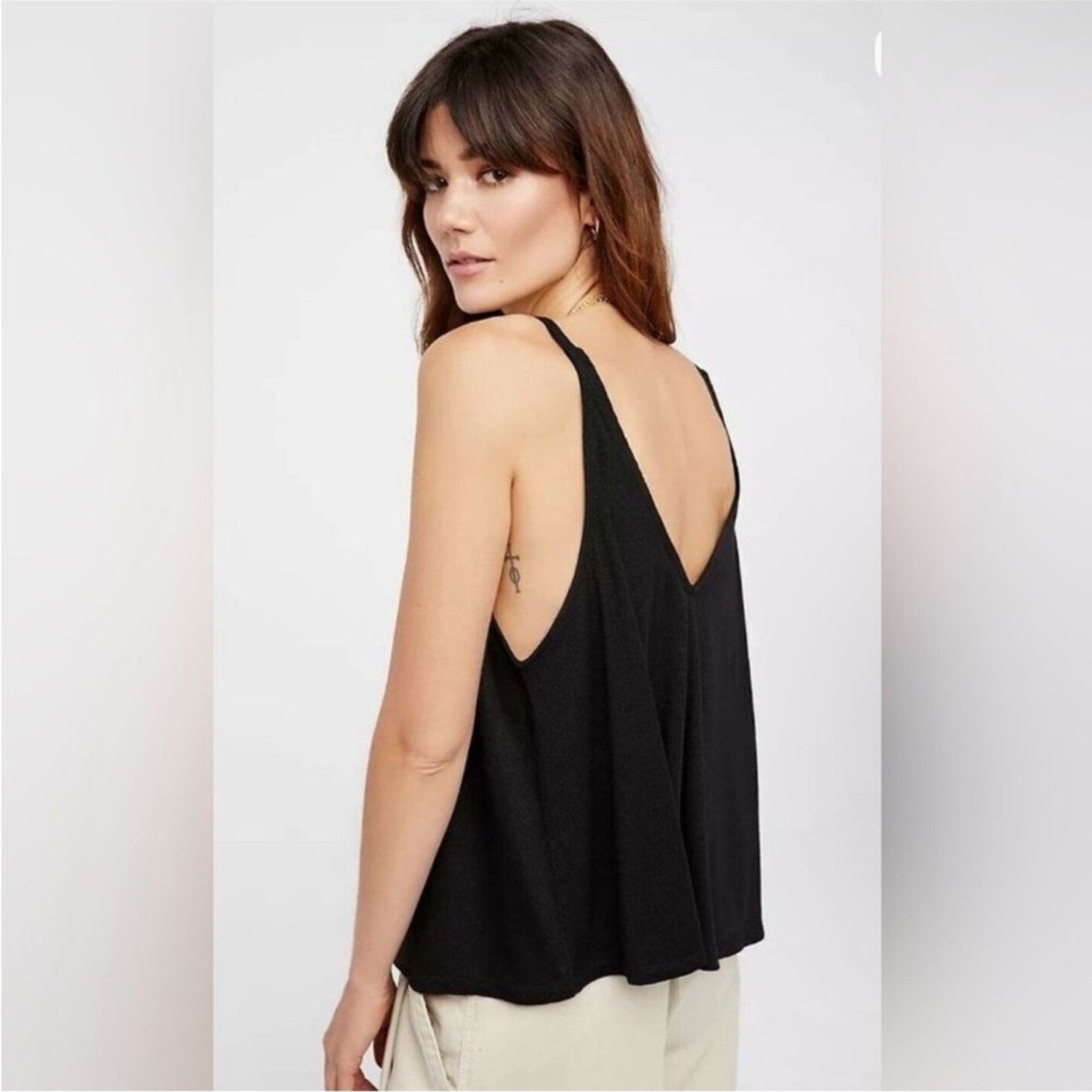 Free People Intimately Dani Tank Flowy Oversized Swing Tank Black Size XS