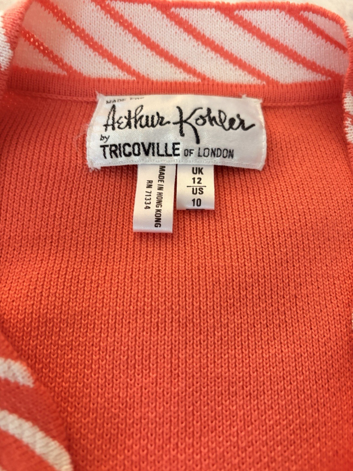 Arthur Kohler Orange/White Striped Knit 3pc Skirt Suit Set Women 10