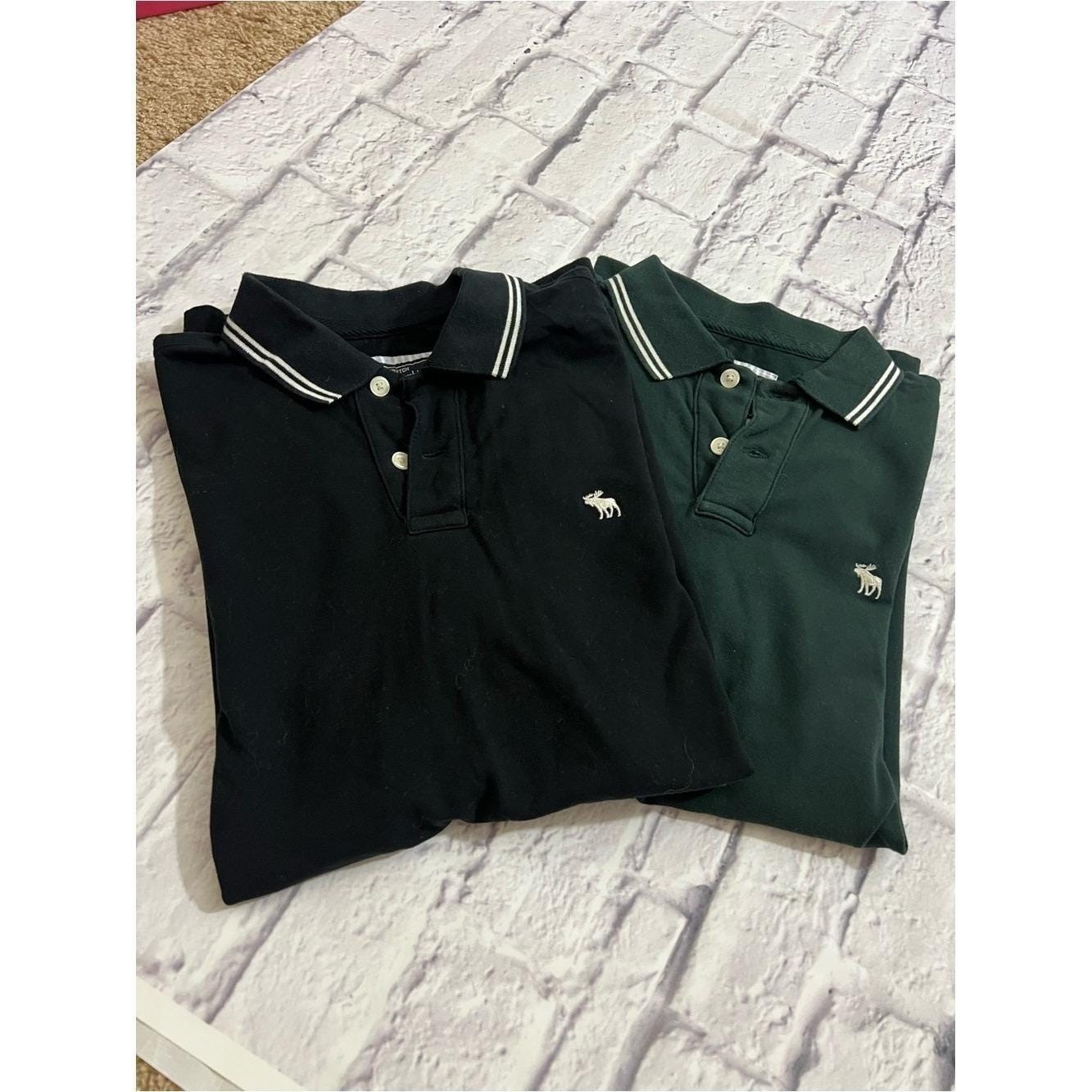 Abercrombie & Fitch Black and Forest Green Polo Pair