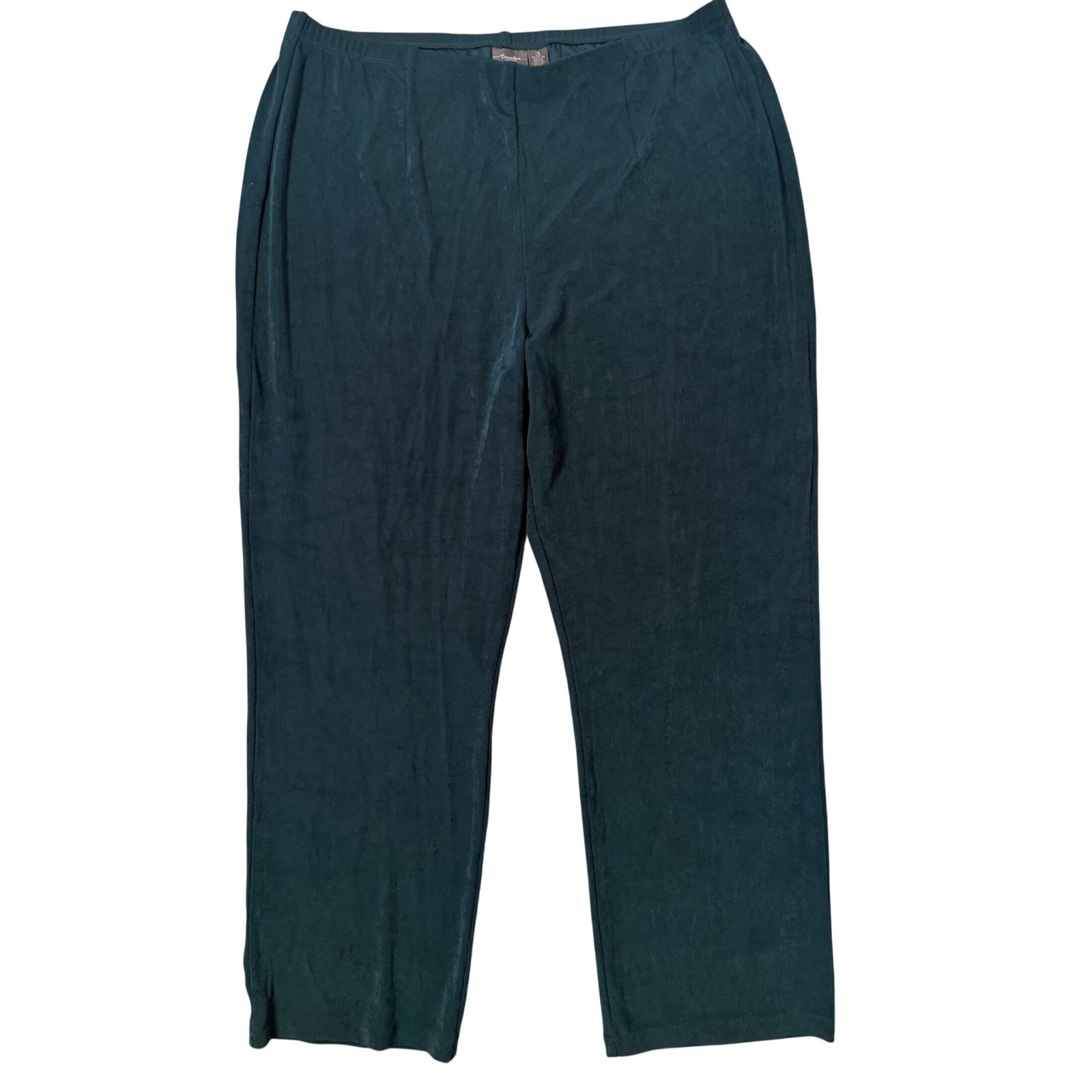 Chicos Travelers Slinky Knit Pull On Stretch Pants Size XL 16 Green Travel