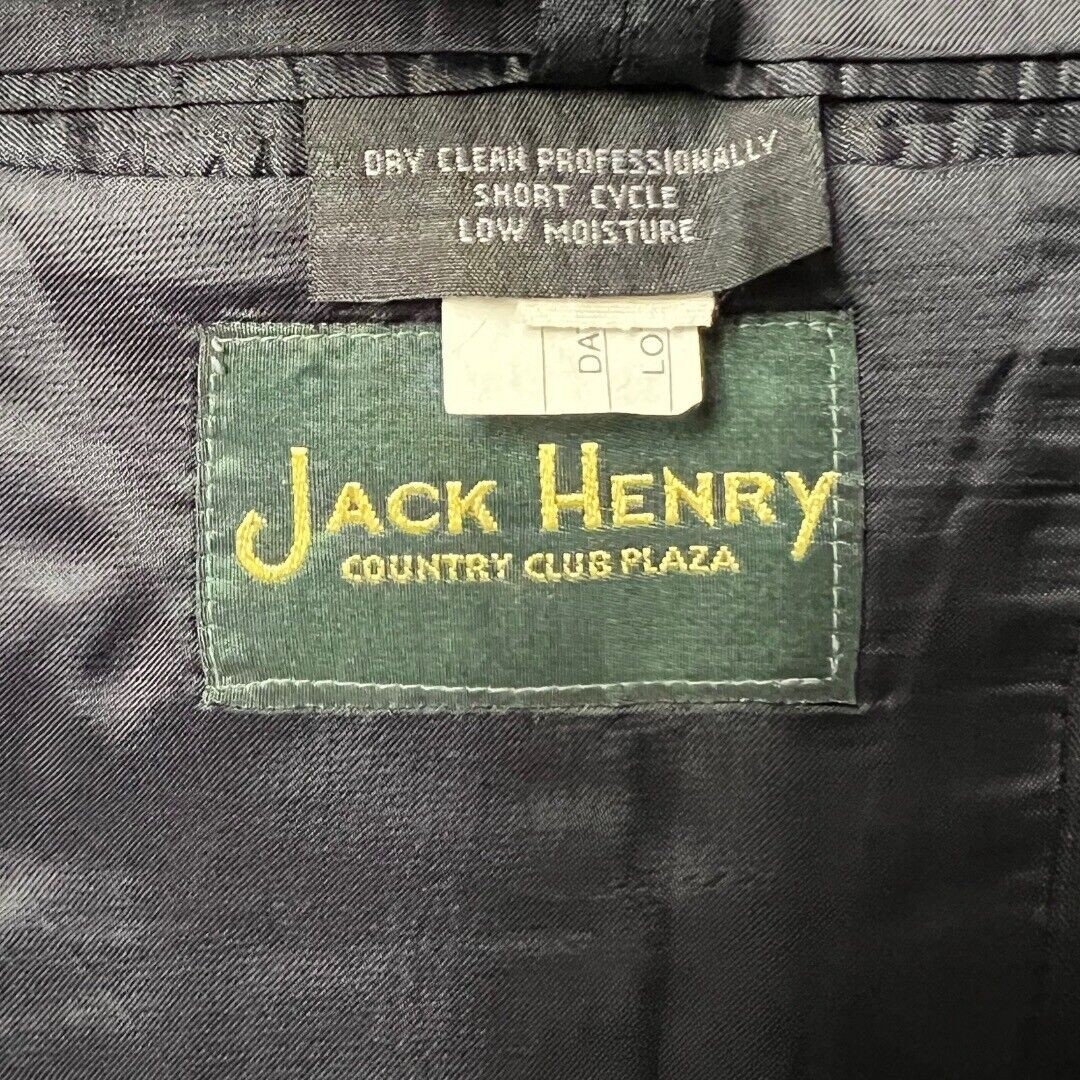 Jack Henry Jacket Navy Blue Pinstripe 2 Button Notch Blazer Classic USA Preppy