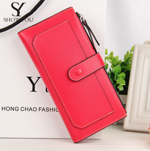 Women’s Wallet Leather Clutch ID Card Holder Phone Purse Long Handbag with Hasp