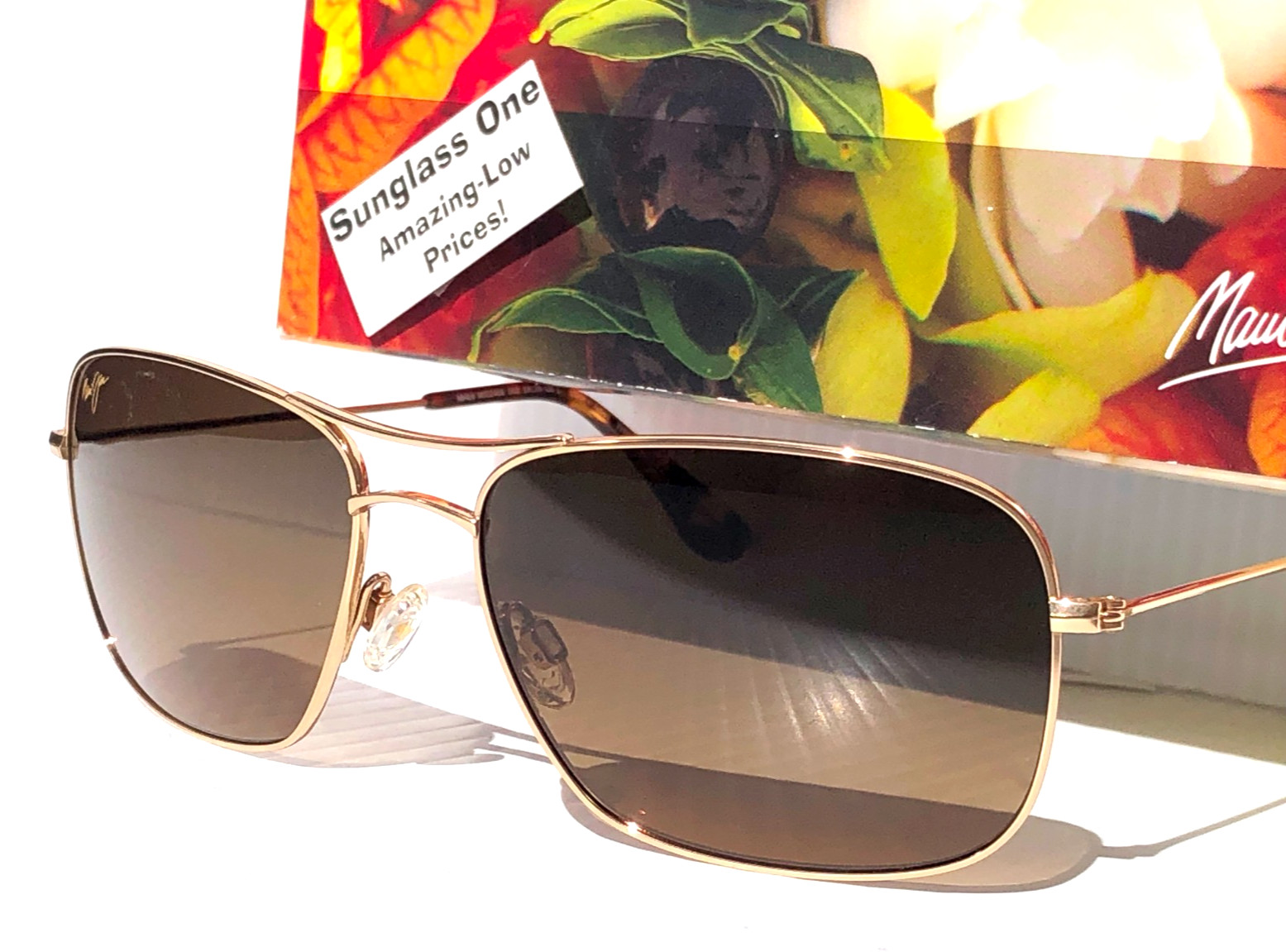 Maui Jim WIKI WIKI Shiny Gold POLARIZED HCL Bronze Lens Sunglass HS246-16