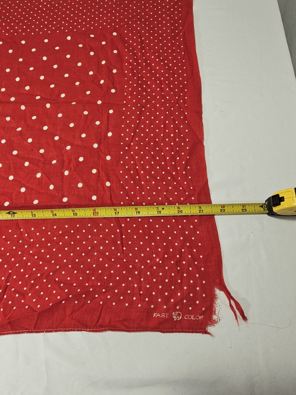 Vintage Fast Color Elephant Trunk Down Red Polka Dot Scarf Bandana 15″ x 16″