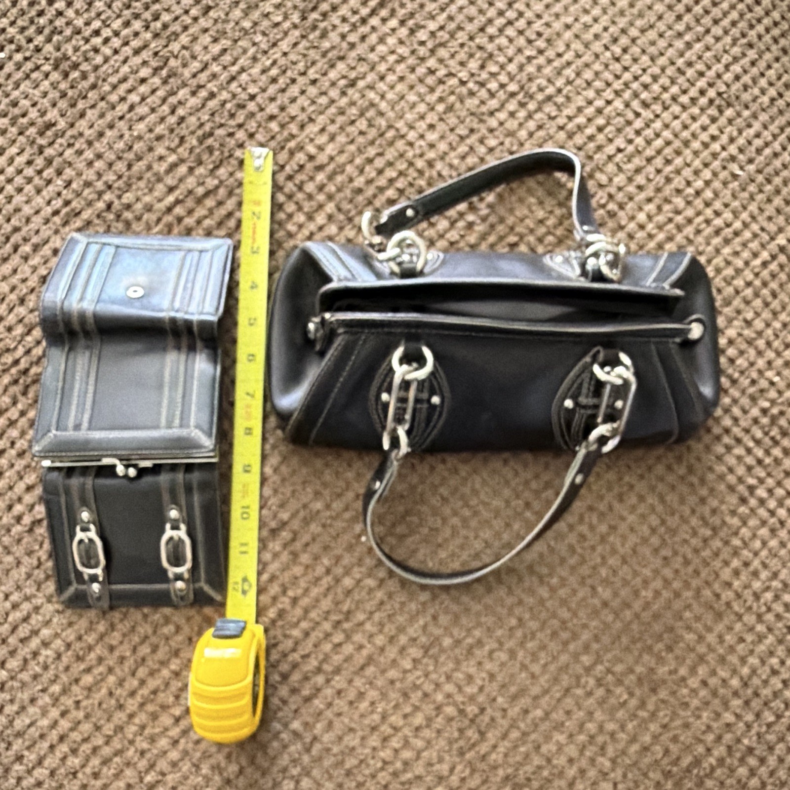 Cole Haan Black Medium Shoulder Bag Zip, Wristlet, Buckle Accent Silver Hardware