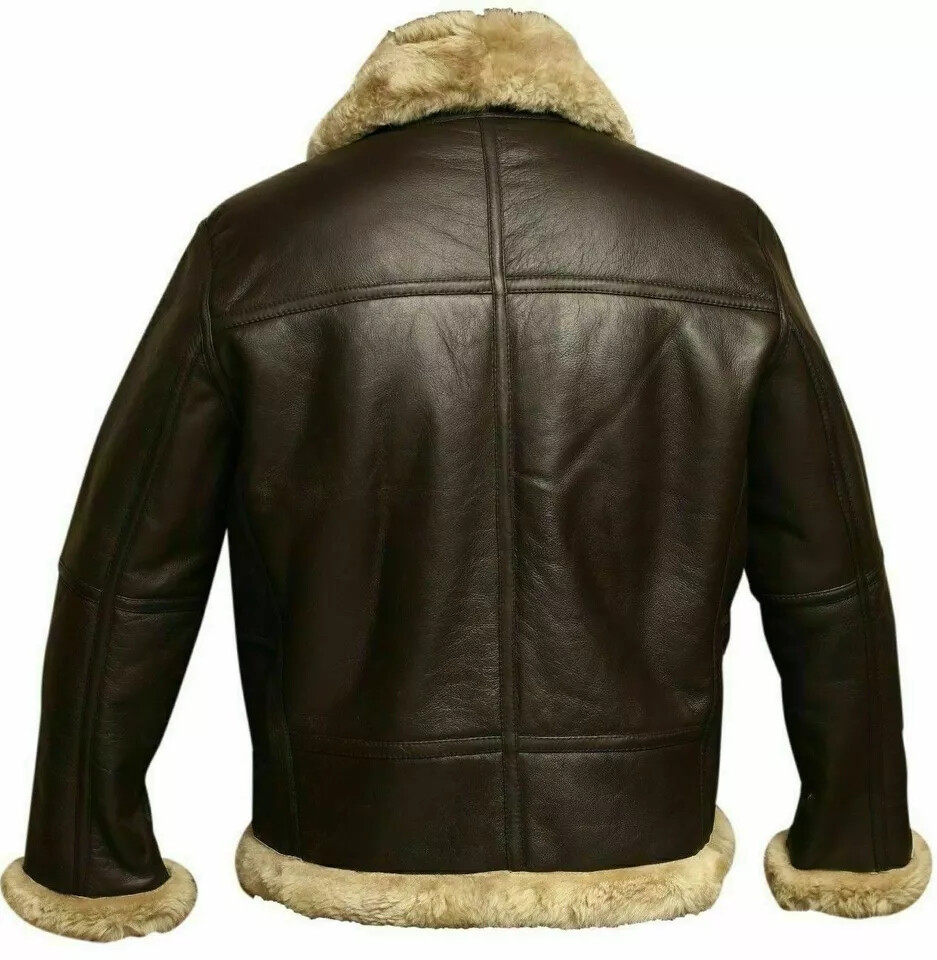 MENS B3 RAF AVIATOR SHEEP SKIN LEATHER BOMBER WINTER FLYING PILOT JACKET COAT UK