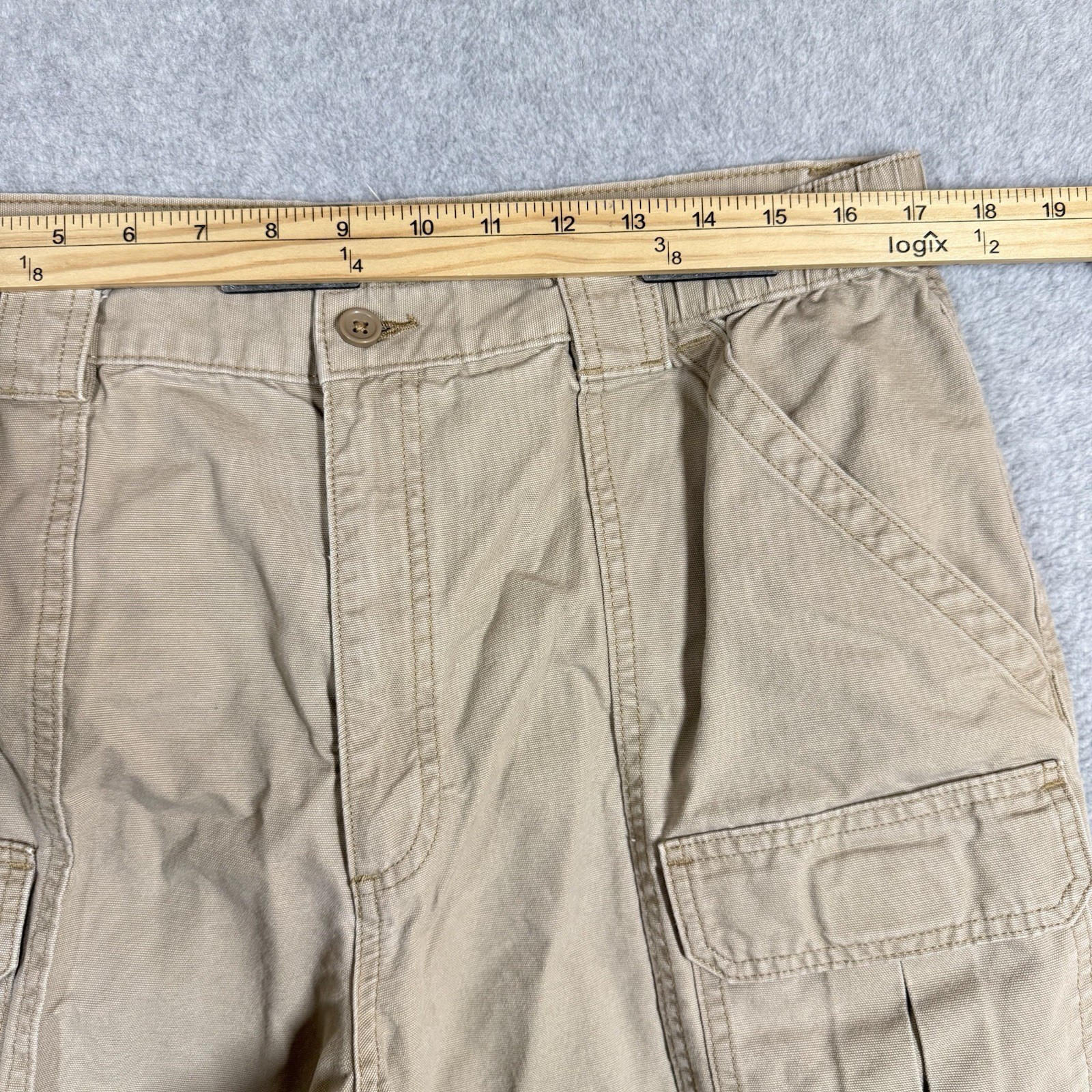 Savane 7″ Safari Cargo Shorts Mens 36 Beige Tan Canvas Elastic Waist Gorpcore