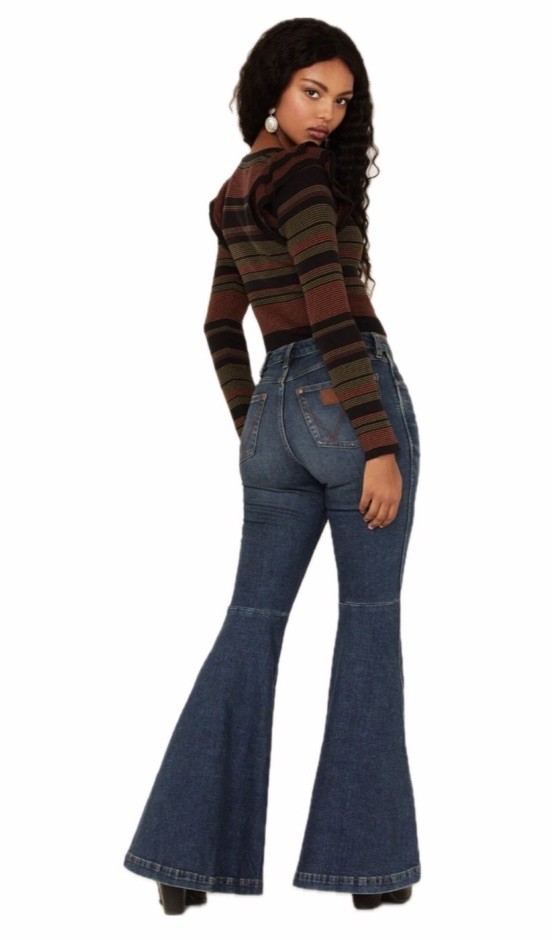 WRANGLER RETRO WOMEN 25×34 BAILEY HIGH RISE FLARE DENIM JEANS BELL BOTTOM NWT