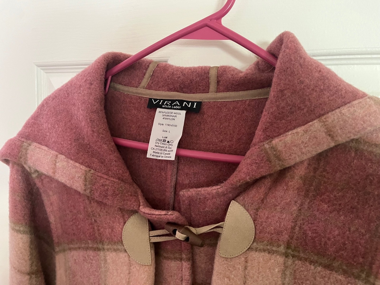 NWT Virani White Label Womens Stadium Coat, Size L, Made in Canada, Wool/Mohair