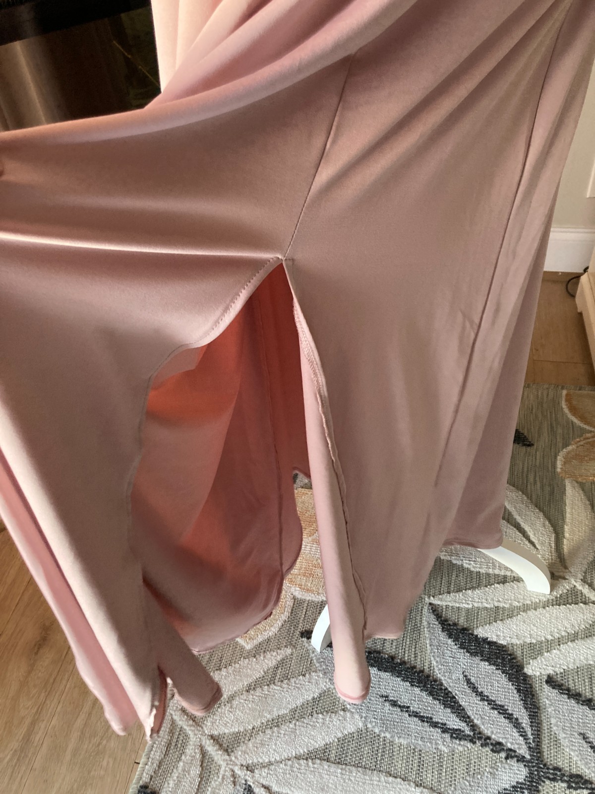 Lyaner Maxi Dress Womens Medium One Shoulder Ruched Powder Pink Front Slit