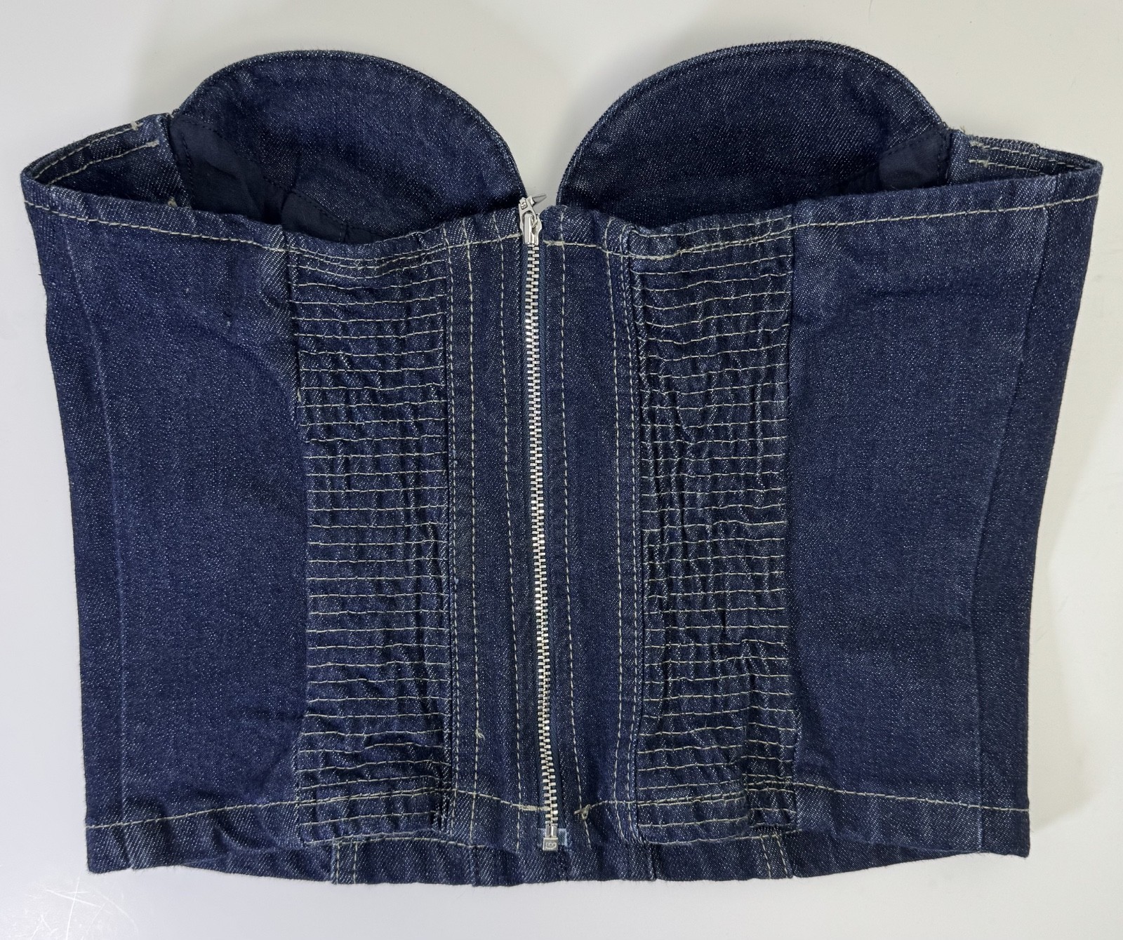 Zara Denim Bustier Corset Top NWT Size S Strapless Blue Jean Y2k Western