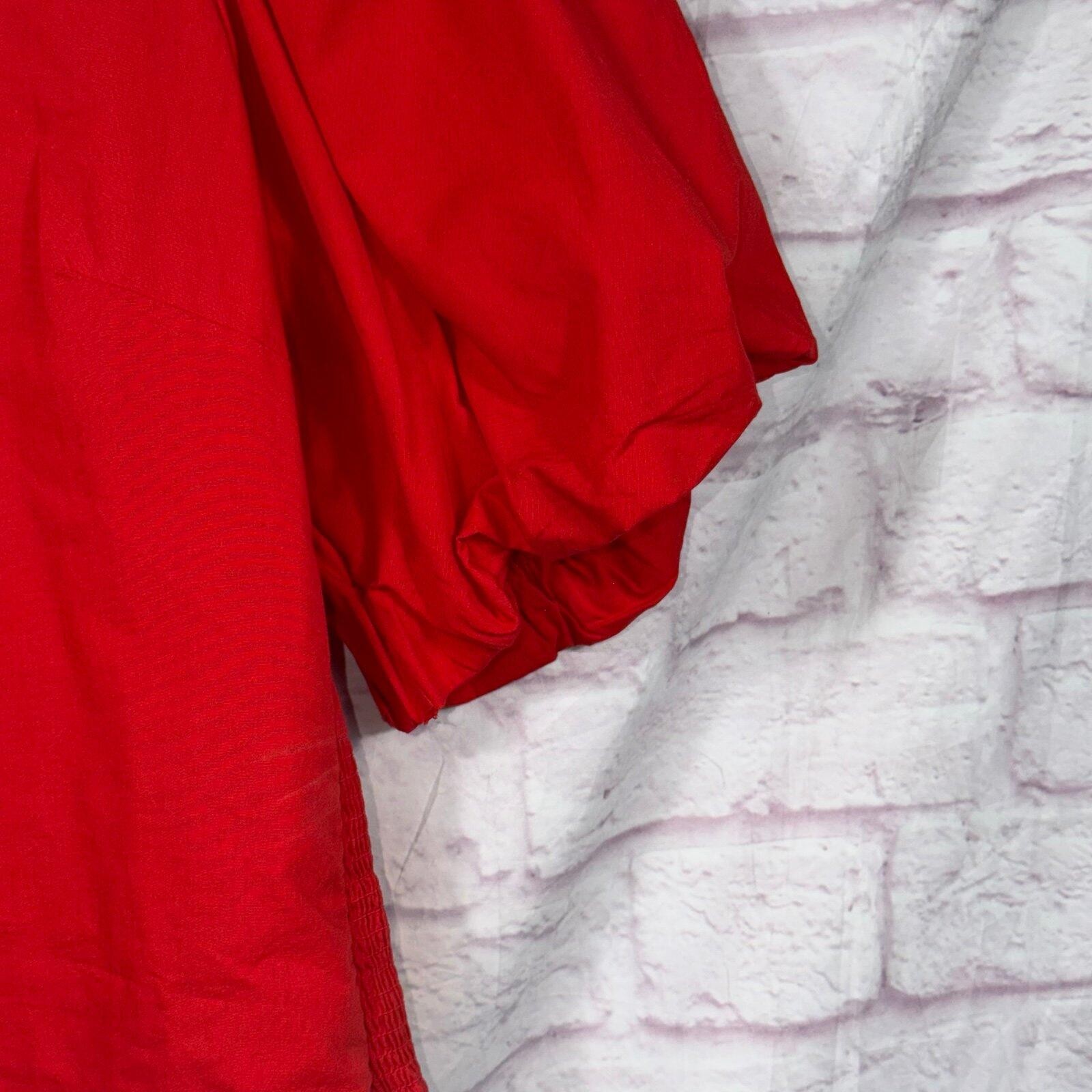 Vince Camuto Red Puff Sleeve Square Neck Blouse Top Size Medium