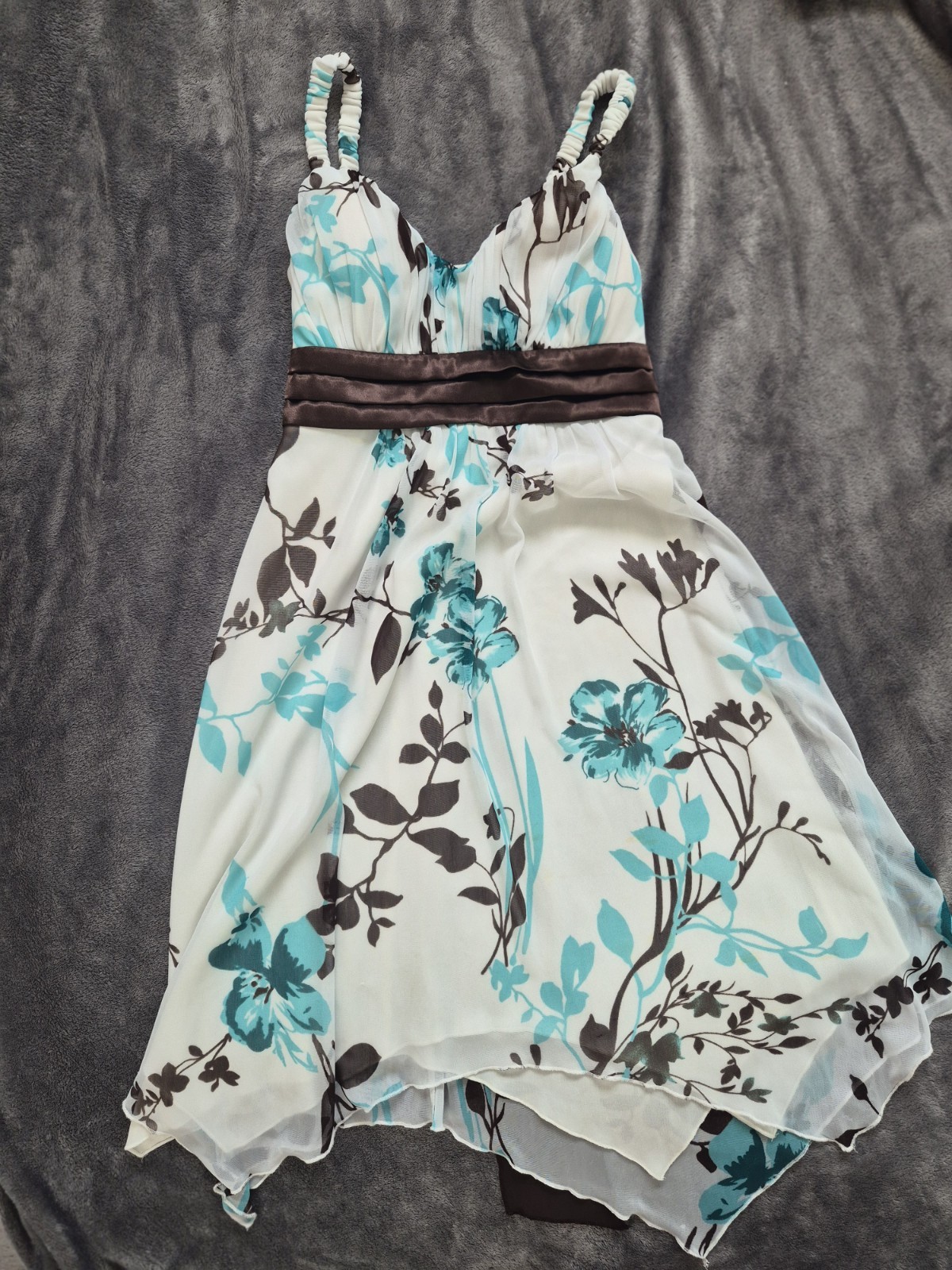 Sweet Storm A-Line Sweetheart Chiffon Floral Spaghetti Strap Dress S