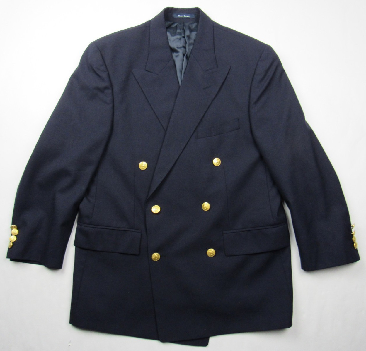 Vtg Chaps Ralph Lauren Double Breasted 100% Wool Blazer Gold Button Jacket 40S