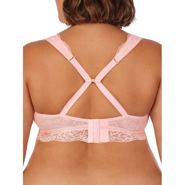NWT Secret Treasures Women’s Plus Full Figure Lace Bralette Bra Pink/White Upick