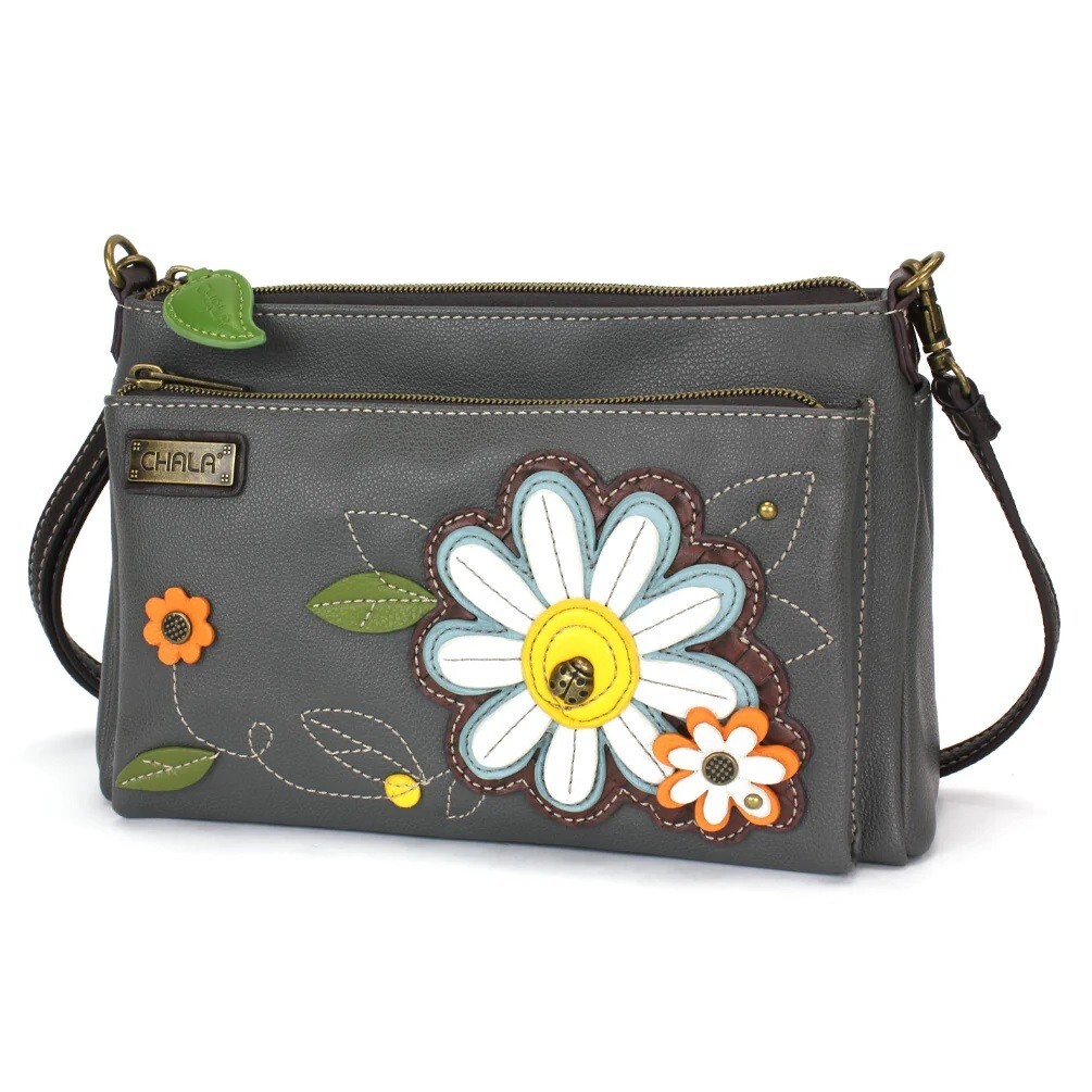 Chala DAISY Deluxe Crossbody RFID Protected Vegan Leather Bag (Gray) NWT