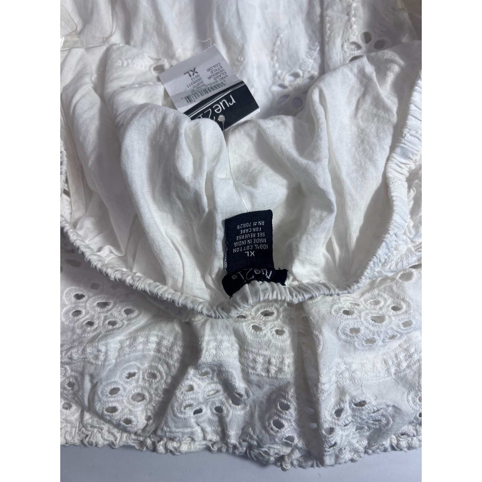 NWT rue21 White Eyelet Off the Shoulder Crop Top XL Boho Cottagecore Festival