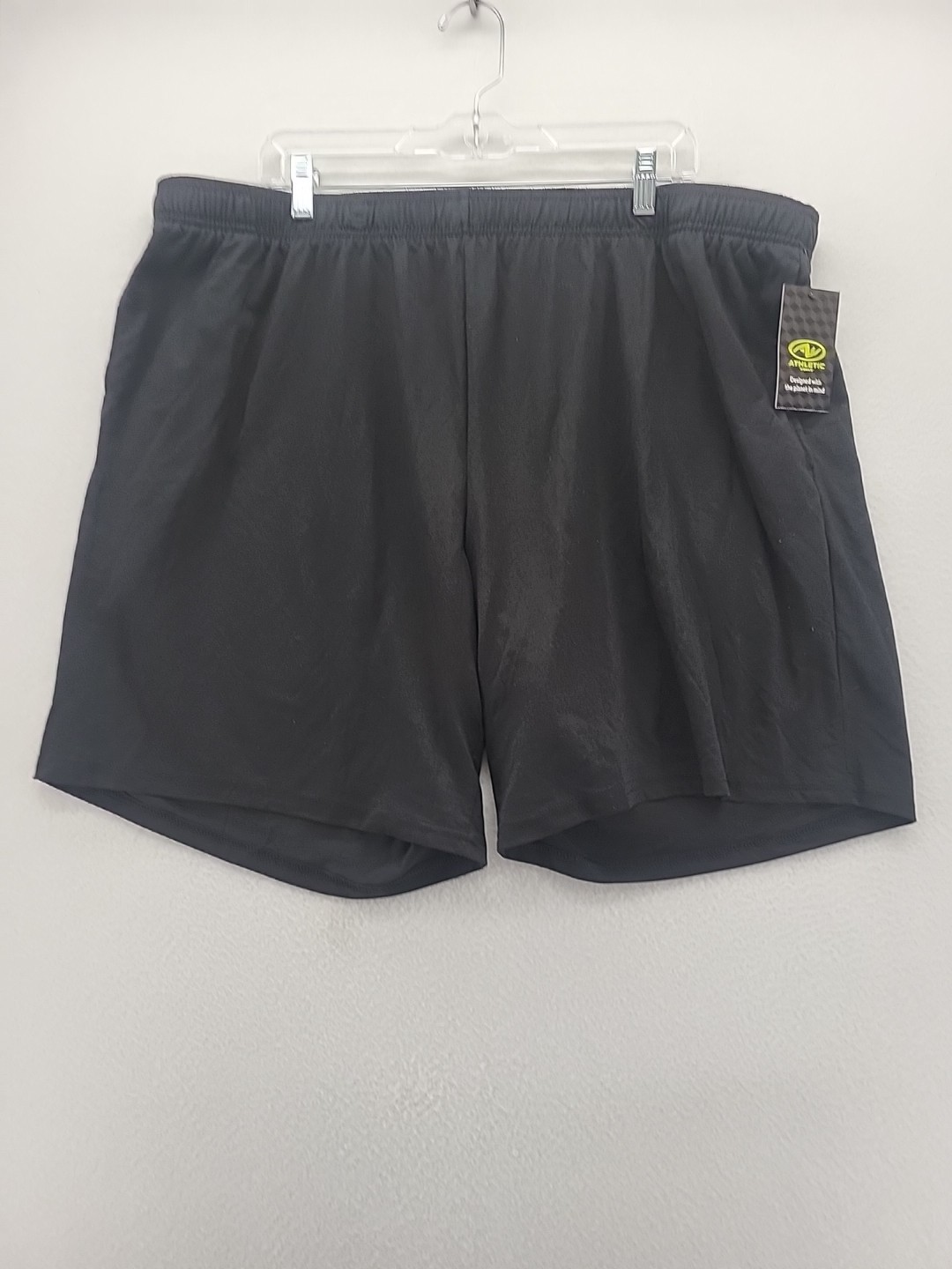 Athletic Works Mens Shorts 2XL 44-46 Black Pull On Elastic Waist Stretch Pockets