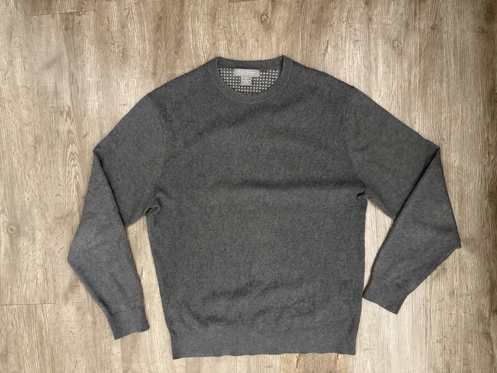 Daniel Cremieux Men’s M Gray Cable-Knit Crew Neck Cotton Ribbed Sweater