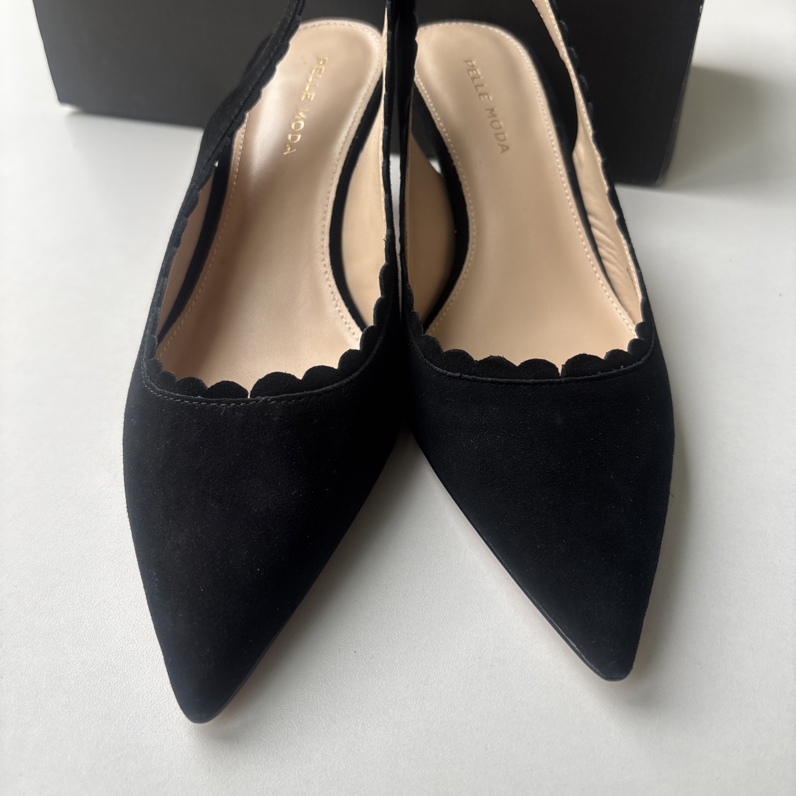 New Pelle Moda Kelsa Slingback Pump In Black Suede Women’s Size 8M