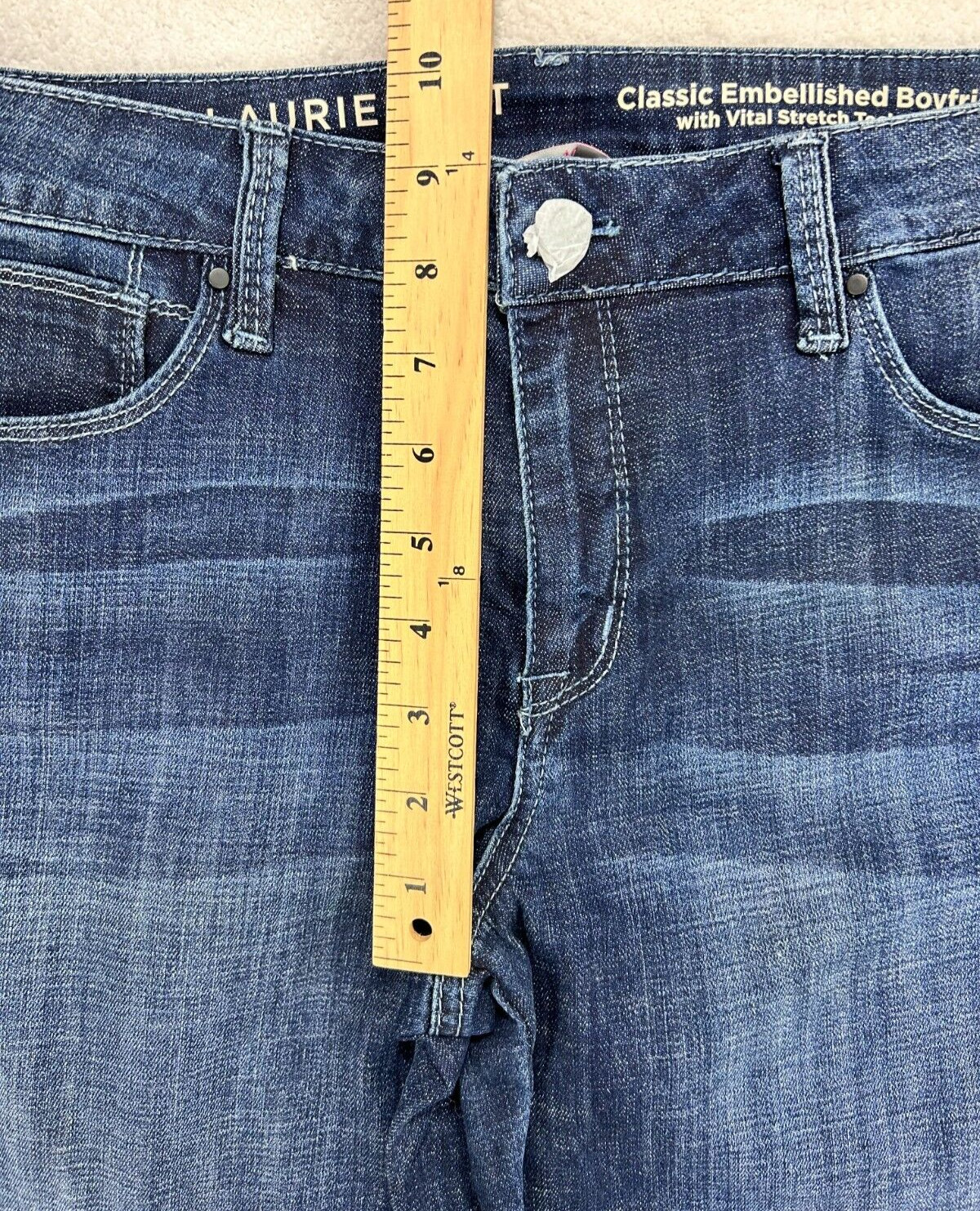 Laurie Felt Classic Boyfriend Jeans Women 10 Floral W/Vital Stretch