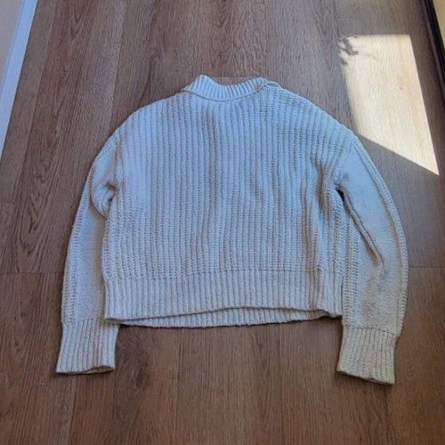 RSQ – Small Cable-knit Quarter-zip Cream Pullover Sweater