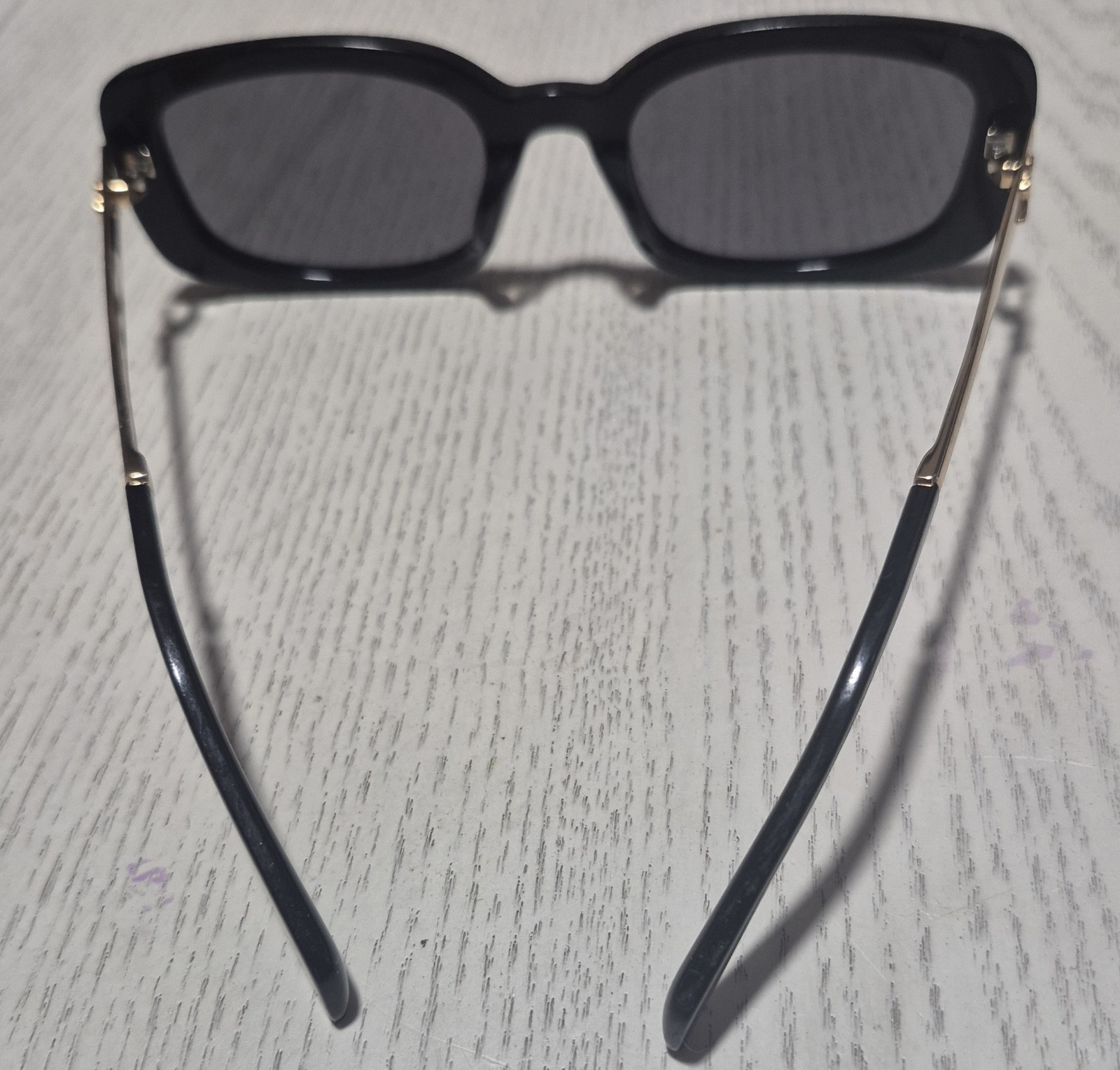 CELINE Triomphe CL4S268 Black/Gold Square Sunglasses Gray Tinted UV400