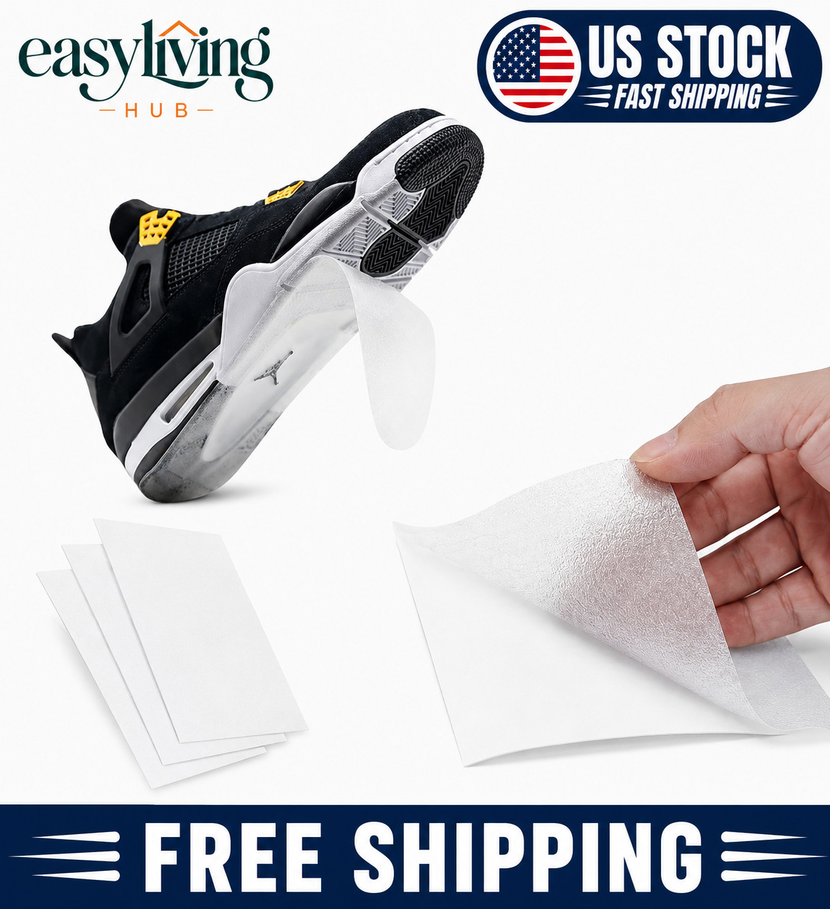 Sneaker Sole Protectors 4 Pack – Clear Self-Adhesive Shoe Sole Guard & Anti-Slip