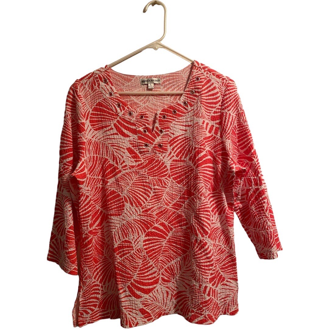 Rebecca Malone Bohemian Tunic Blouse Womens Large Multicolored Beach Summer