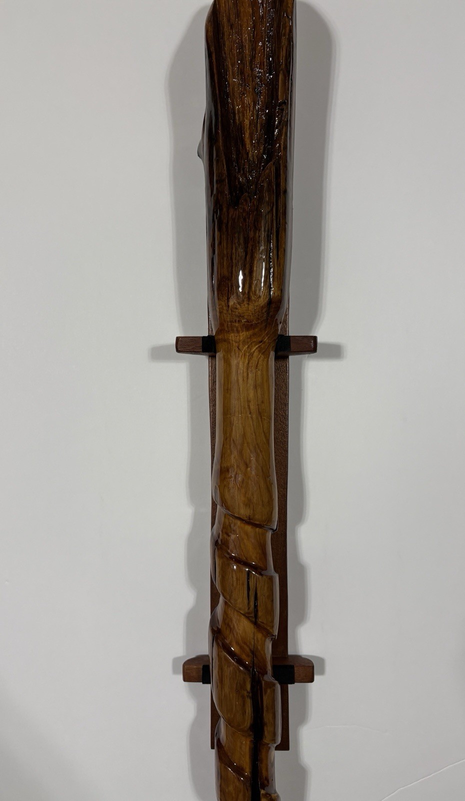 59” Hiking Staff Walking Stick W/stand Hand Carved Juniper From Gulf Coast River