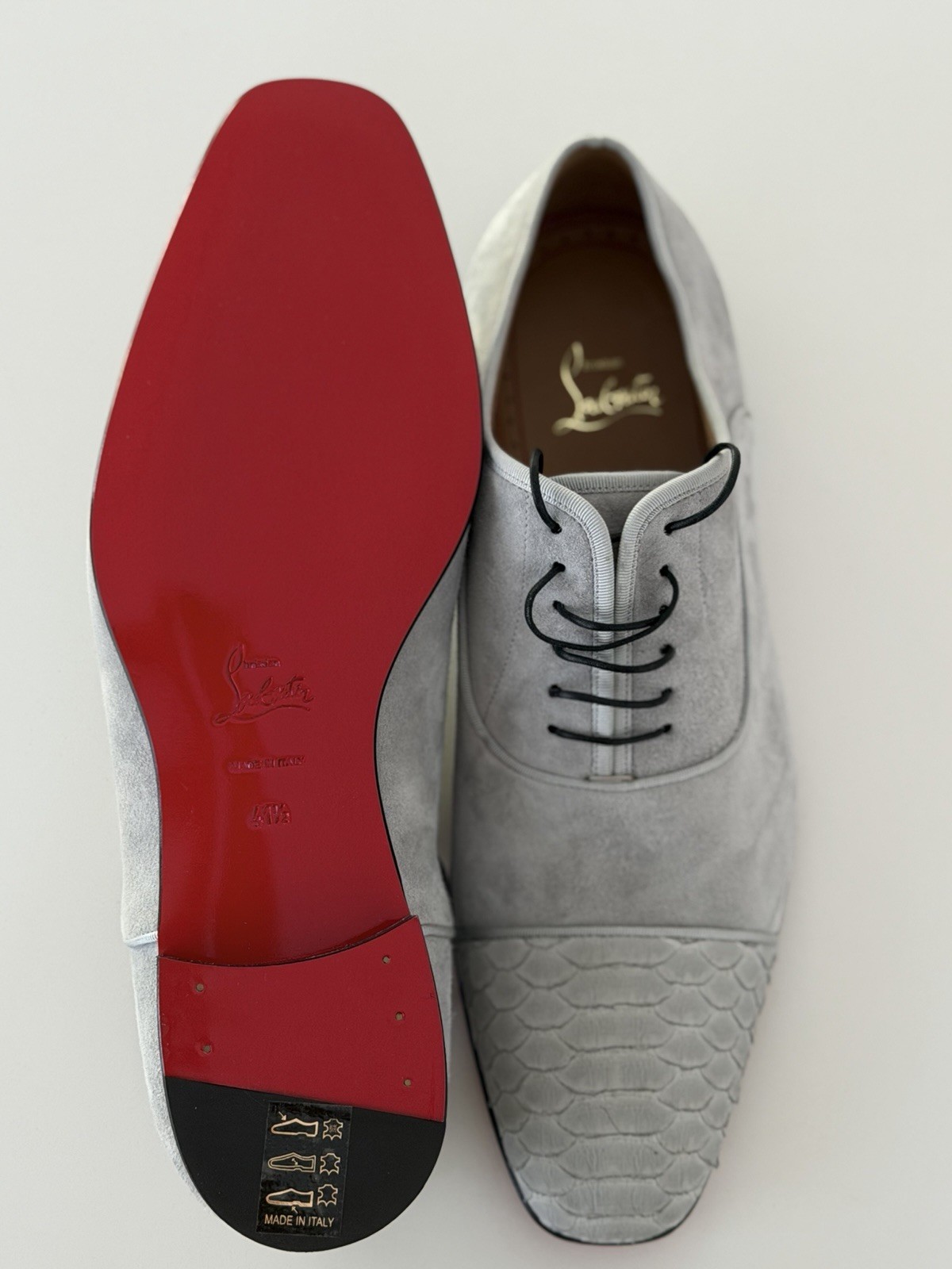 Christian Louboutin Men’s Greggo Orlato Suede & Python Red Sole 41.5 / 8.5 Us