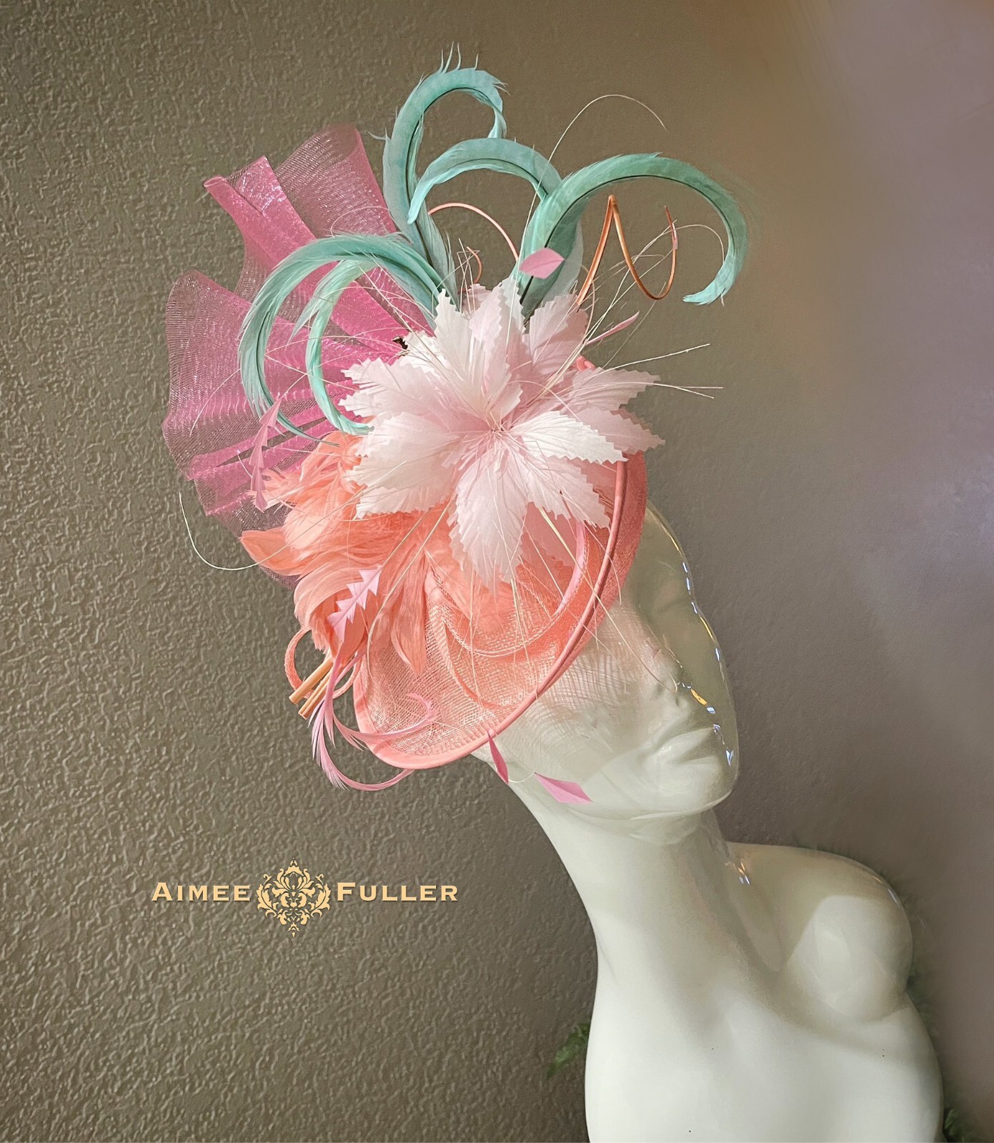 Kentucky Derby Fascinator Ivory White Moss Green Rose Hat Royal Ascot Bridal Hat