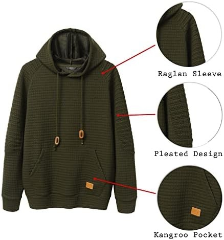 Coofandy Mens Hoodies Pullover Casaul Long Sleeve Drawstring Waffle Knit Hooded