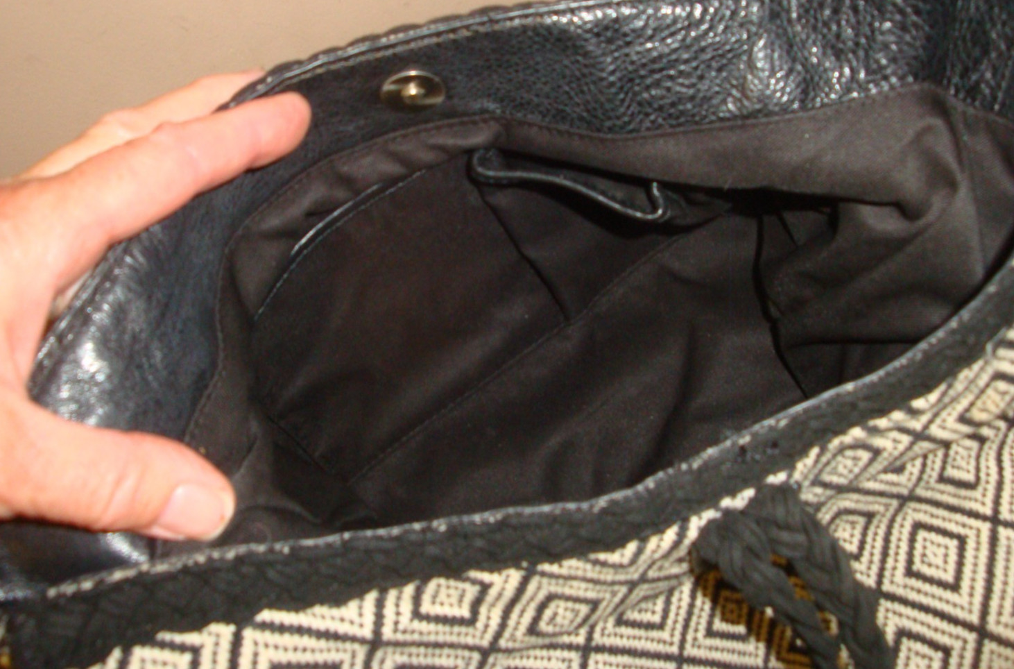 SAM EDELMAN Black Fringe Leather Large Hobo Handbag Boho Hippie Festival Biker