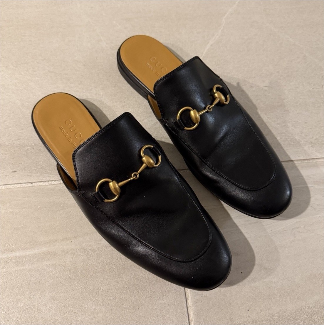 Gucci Princetown Men’s 6/Women’s 8 Black Leather Horsebit Slip-On Mule Loafers